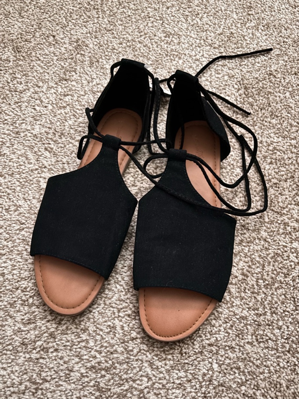 Black Lace-Up Sandals